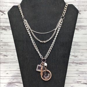 Origami Owl Silver and Rose Gold “Love” Necklace